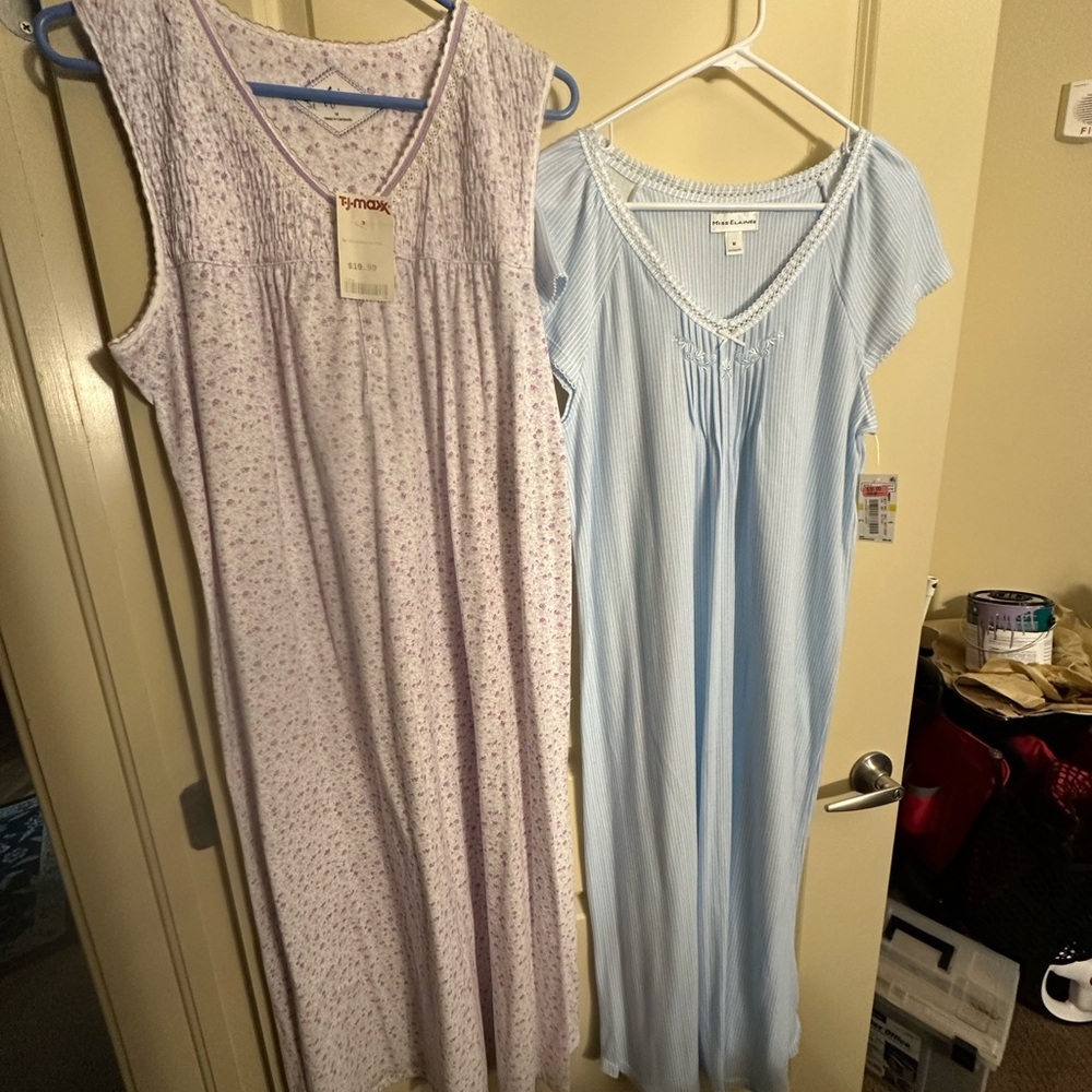 Women's Blue and White Nightgown Set